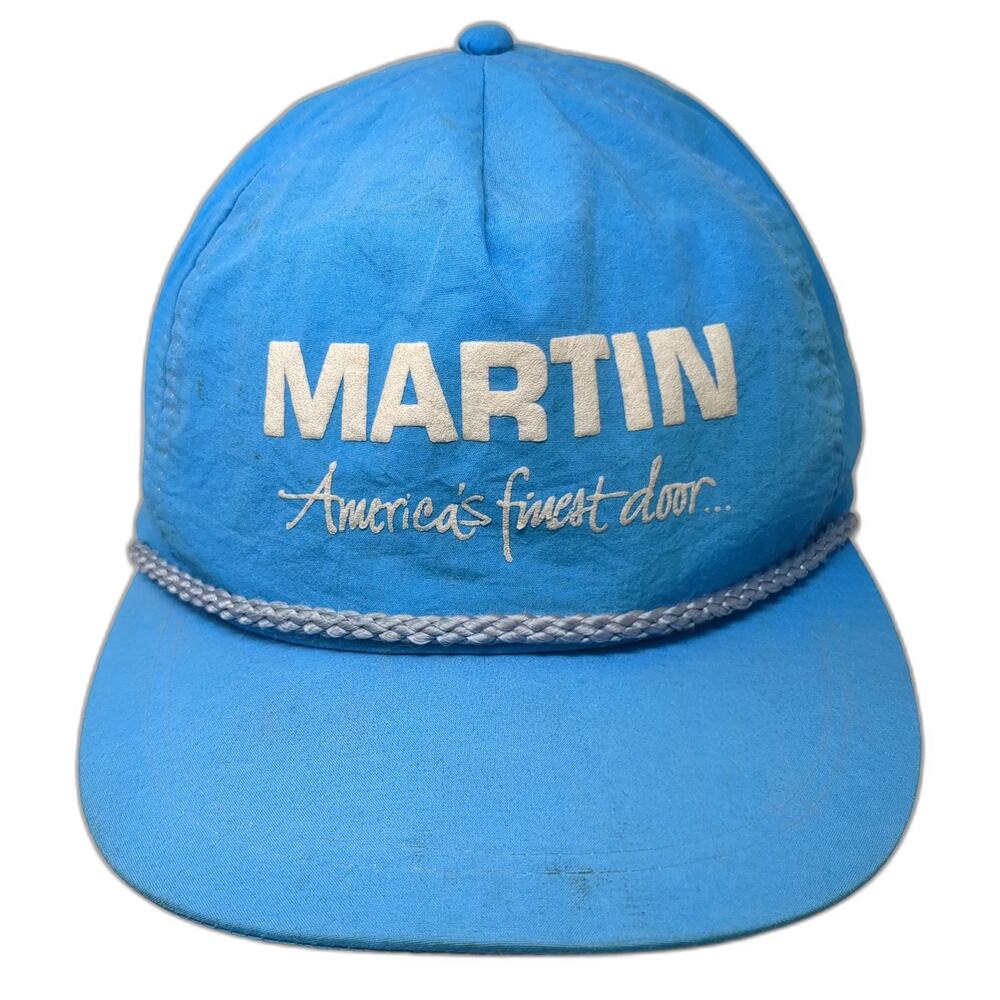 Trucker Blue Nylon Rope Snapback Martin Door America's Finest Hat Vintage OS